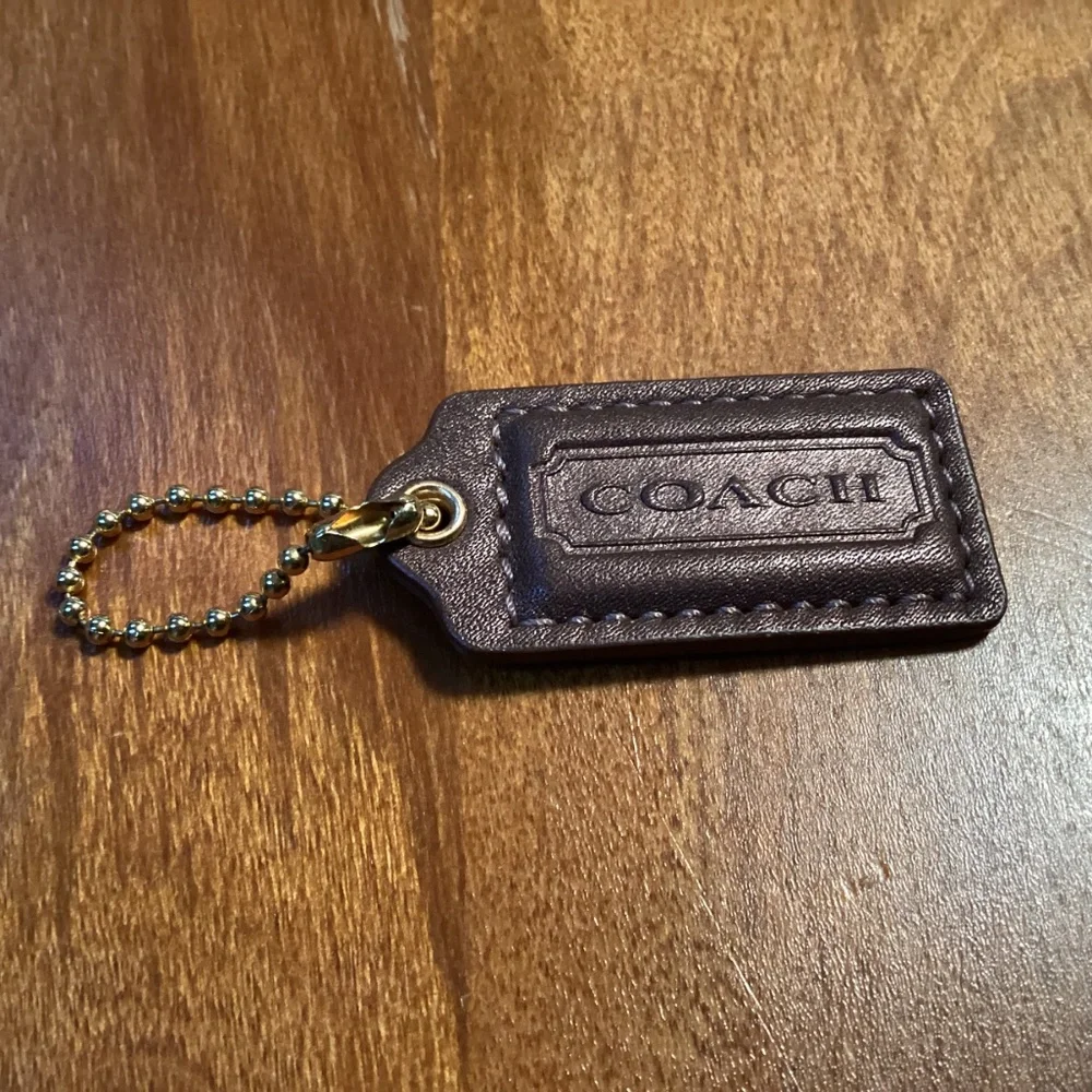 Coach Dark Brown Leather Bag Tag/Hang Tag